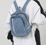 Denim Women's Backpack Bucket School Bag Travel Bag