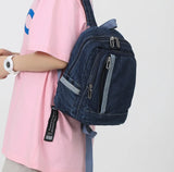 Denim Women's Backpack Bucket School Bag Travel Bag