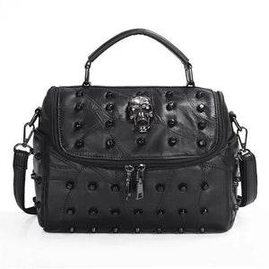 Soft Leather Tote Bag Skull Messenger Rivet Shoulder Crossbody Bag