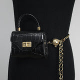 Women Mini Waist Packs PU Leather Waist Belt With Lipstick Bag