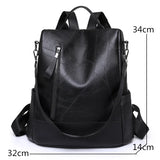 Women's Soft Leather Backpack - Large Capacity School Bag for Girls