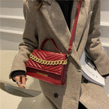 Square Shoulder Bag with Chain Crossbody Women Top Handle Bag