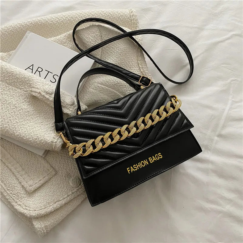Square Shoulder Bag with Chain Crossbody Women Top Handle Bag