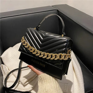 Square Shoulder Bag with Chain Crossbody Women Top Handle Bag