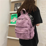 Canvas Student School Bag Zipper Book Bag Backpacks