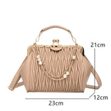 Women's High Pleated Leather Shoulder Crossbody Bag