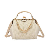 Women's High Pleated Leather Shoulder Crossbody Bag