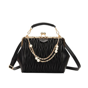 Women's High Pleated Leather Shoulder Crossbody Bag