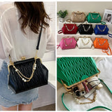 Women's High Pleated Leather Shoulder Crossbody Bag