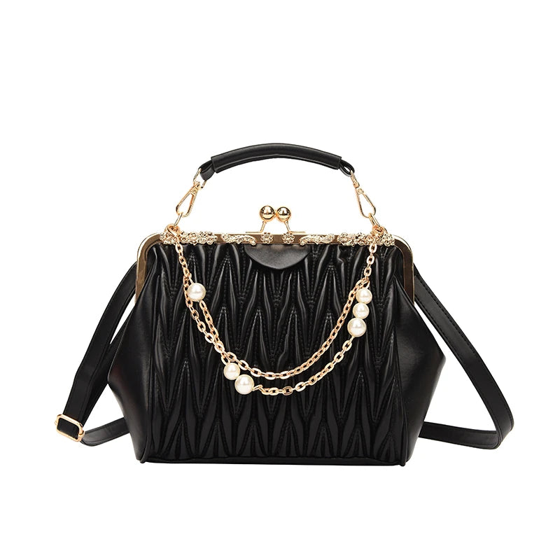 Women's High Pleated Leather Shoulder Crossbody Bag