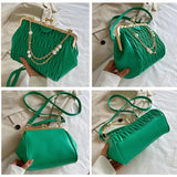 Women's High Pleated Leather Shoulder Crossbody Bag
