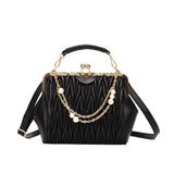 Women's High Pleated Leather Shoulder Crossbody Bag