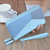Double Zipper Hand Wallet Ladies Long Stitching Contrast Large-capacity Wallet