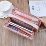 Double Zipper Hand Wallet Ladies Long Stitching Contrast Large-capacity Wallet