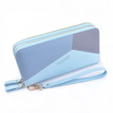 Double Zipper Hand Wallet Ladies Long Stitching Contrast Large-capacity Wallet