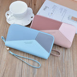 Double Zipper Hand Wallet Ladies Long Stitching Contrast Large-capacity Wallet