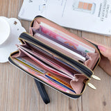 Double Zipper Hand Wallet Women Wallet Long Contrast Double Layer Wallet