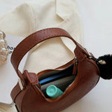 Women Brown Shoulder Bag Half Moon Messenger Soft Pu Leather Clutch