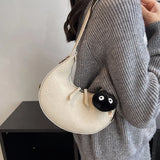 Women Brown Shoulder Bag Half Moon Messenger Soft Pu Leather Clutch