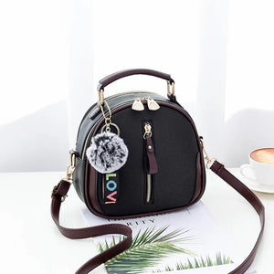Women's One Shoulder Messenger Small Bag with Hair Ball Decoration