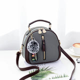 Women's One Shoulder Messenger Small Bag with Hair Ball Decoration