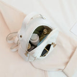 Embroidered Small Backpack PU Leather Women's Shoulder Bag