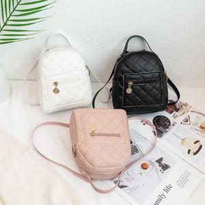Embroidered Small Backpack PU Leather Women's Shoulder Bag