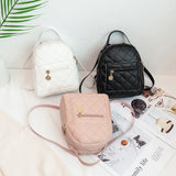 Embroidered Small Backpack PU Leather Women's Shoulder Bag