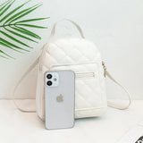 Embroidered Small Backpack PU Leather Women's Shoulder Bag