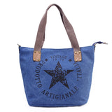 Women Canvas Shoulder Bags Printed Letters Star Cross Body Bags