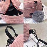 Corduroy Mini Backpack School Shoulder Bag