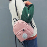 Corduroy Mini Backpack for Women Girls School Travel Shoulder Bag