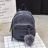 Corduroy Mini Backpack School Shoulder Bag