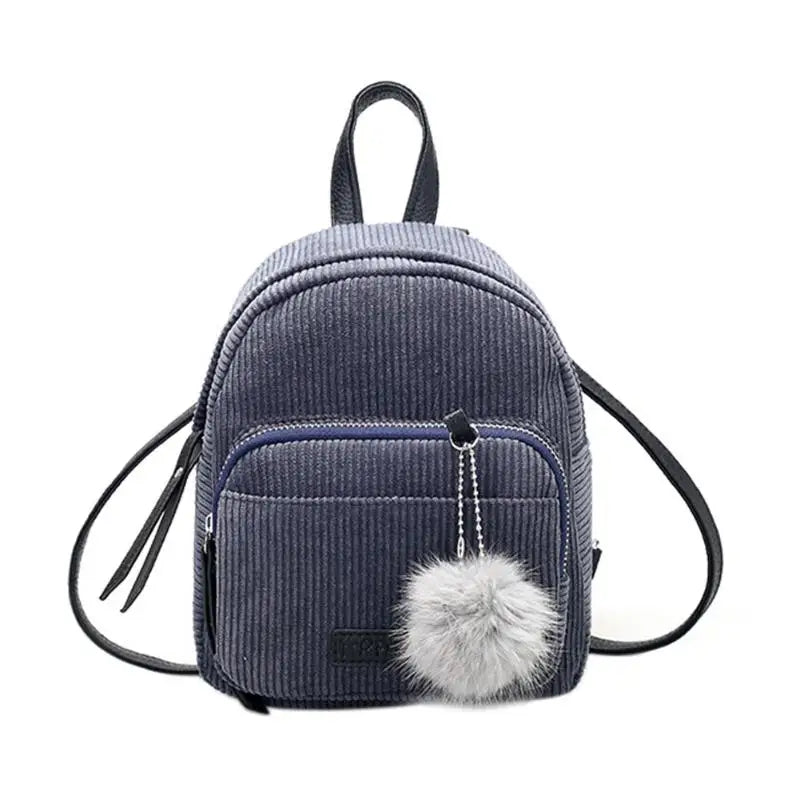 Corduroy Mini Backpack for Women Girls School Travel Shoulder Bag