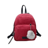 Corduroy Mini Backpack for Women Girls School Travel Shoulder Bag
