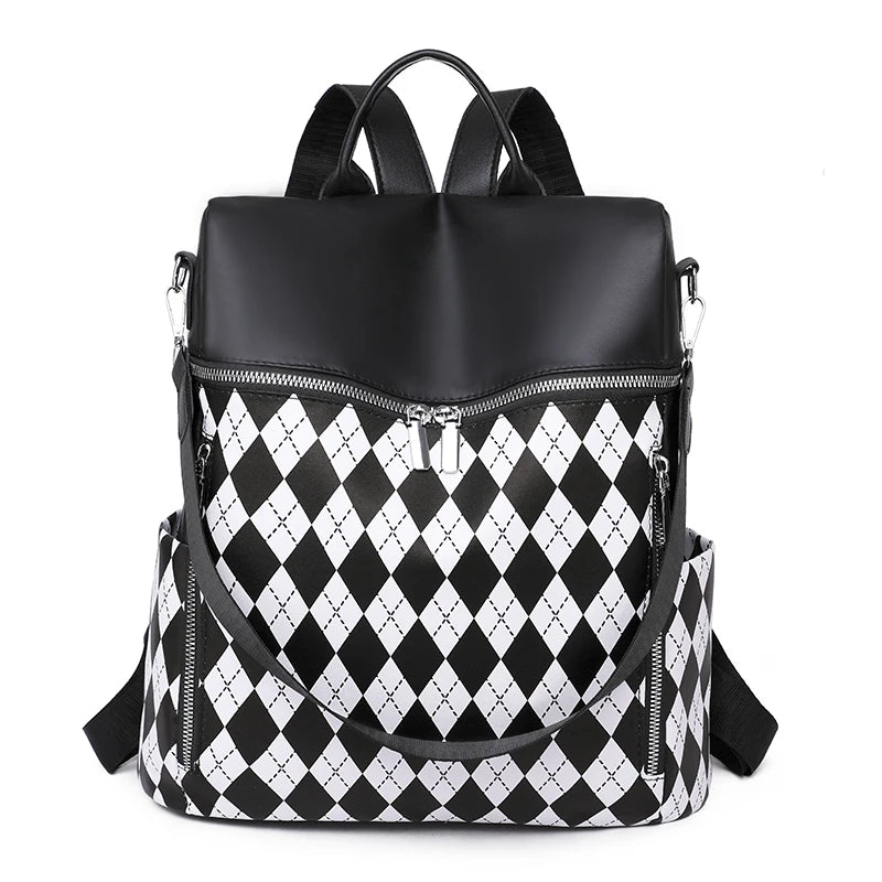 PU Leather Ladies Backpack Large Capacity Travel Shoulder Bag School Bag