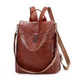 Women Leather Travel Backpack Multifunction Shoulder Bags