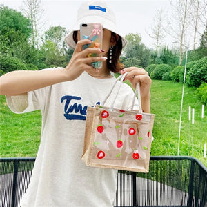 Canvas Transparent Fruit Handbag Soft Girl Shoulder Bag