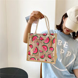 Canvas Transparent Fruit Handbag Soft Girl Shoulder Bag