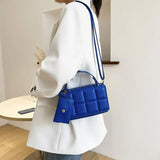 Small Flap Messenger Bag Clutch Plaid PU Leather Female Handbag