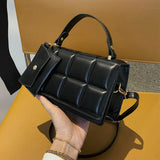 Small Flap Messenger Bag Clutch Plaid PU Leather Female Handbag