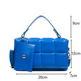 Small Flap Messenger Bag Clutch Plaid PU Leather Female Handbag