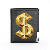 Dollar Sign Leather Wallet Slim Credit Card/ID Holder Money Bag