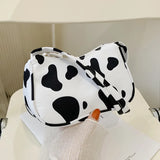 Cow Print Canvas Shoulder Bag Women's Handbag