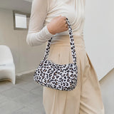 Cow Print Canvas Shoulder Bag Women's Handbag