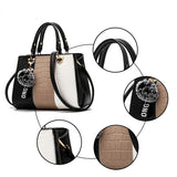 Women's Leather Stitching Handbag Tote Wallets Fur Messenger Purse