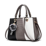 Women's Leather Stitching Handbag Tote Wallets Fur Messenger Purse