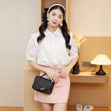 Embroidered Rhombus Shoulder Bag Chain Crossbody Phone Bag