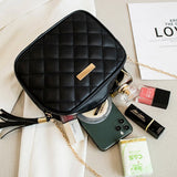 Embroidered Rhombus Shoulder Bag Chain Crossbody Phone Purse