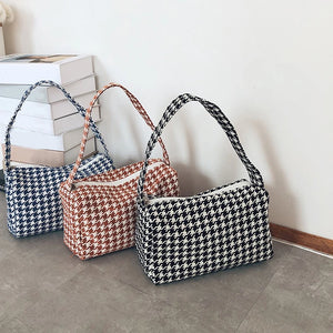 Vintage Plaid Print Shoulder Bag Casual Crossbody Handbag